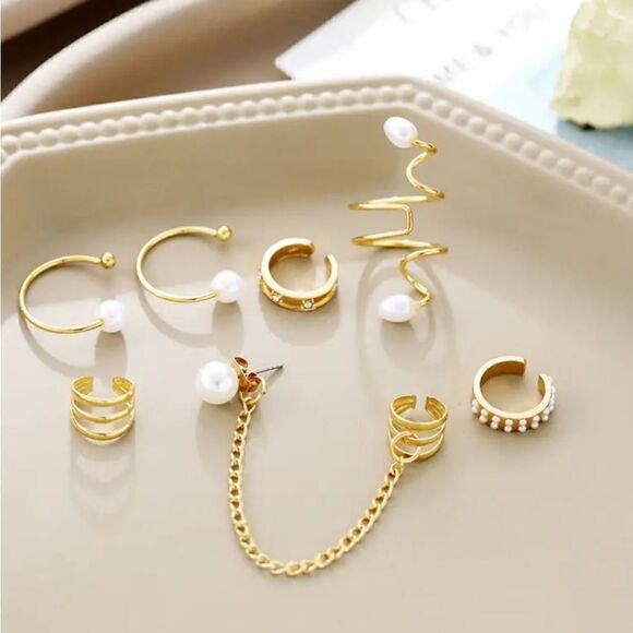 Earring Set without perforation, clip earrings on pearl earrings - Picture 8 of 9